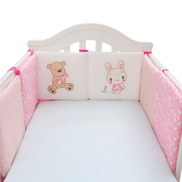 Backup Bear and Rabbit Pink Baby Bed Cover - Adorable Nursery Essential - Totostore