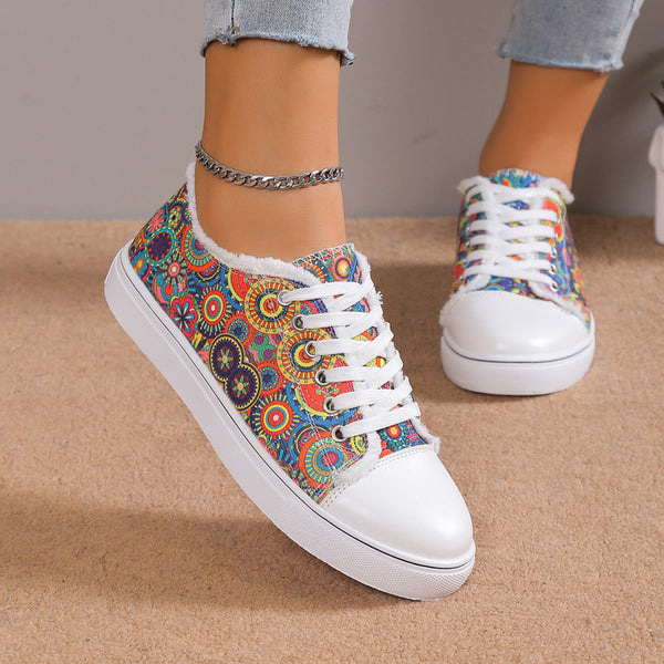 Student Lace Up Canvas Shoes - Versatile Flat Bottomed Design