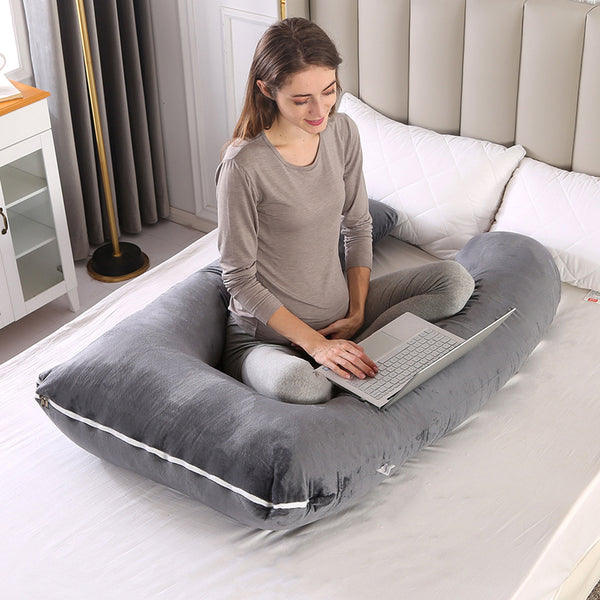 U-Shaped Pregnancy Pillow with Crystal Velvet Cover - Straight Leg Design - Totostore