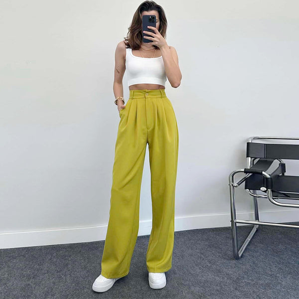 Womens Elegant High Waist Trousers - European  American SpringSummer Casual Wear