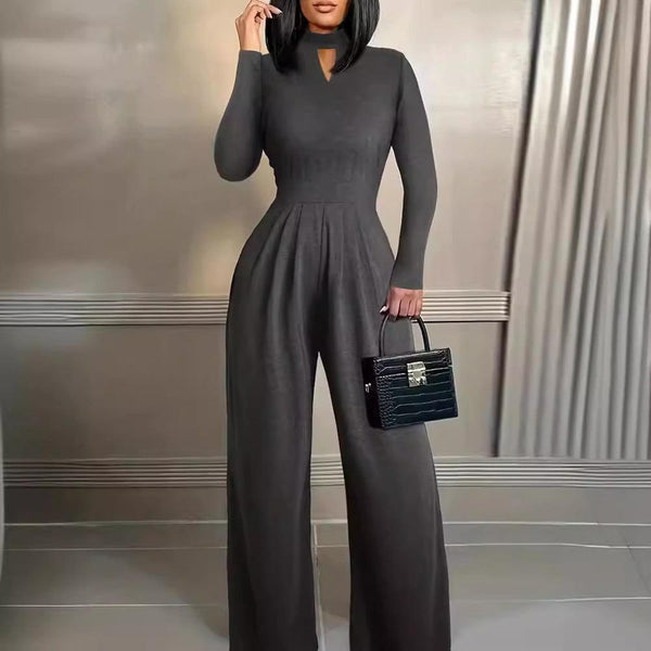 Cozy and Stylish Knitted Turtleneck Jumpsuit - Long Sleeve for Ultimate Comfort