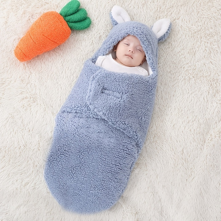 Soft Fleece Newborn Swaddle Sleeping Bag with Head Protection Unisex Wrap for Boys and Girls Wearable Sleep Sack for Babies Fluffy and Cozy Blanket - Totostore