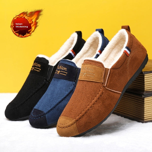 Mens AutumnWinter Fleece-Lined Gommino Shoes Cozy and Stylish