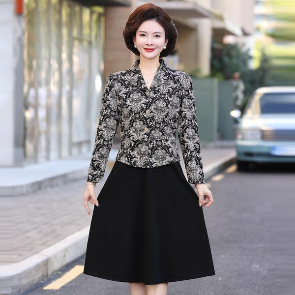 Faux Two-Piece Floral Stitching Dress with Suit Collar - Perfect for Any Occasion