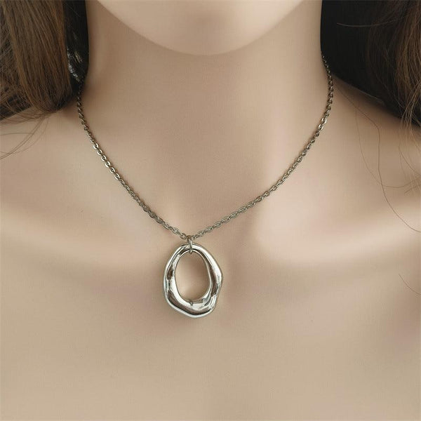 CCB Shaped Pendant Fashion Necklace - Simple  Stylish Accessory