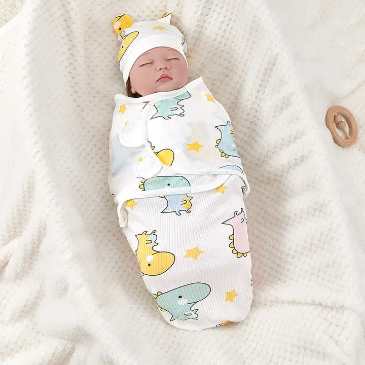 Cotton Baby Swaddle Blanket With Hat - Totostore