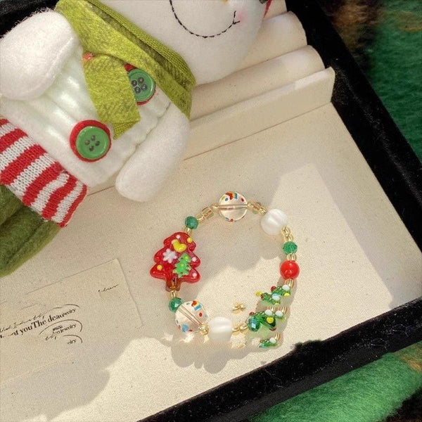 Christmas Tree Glaze Beaded Bracelet - Luxurious Holiday Accessory