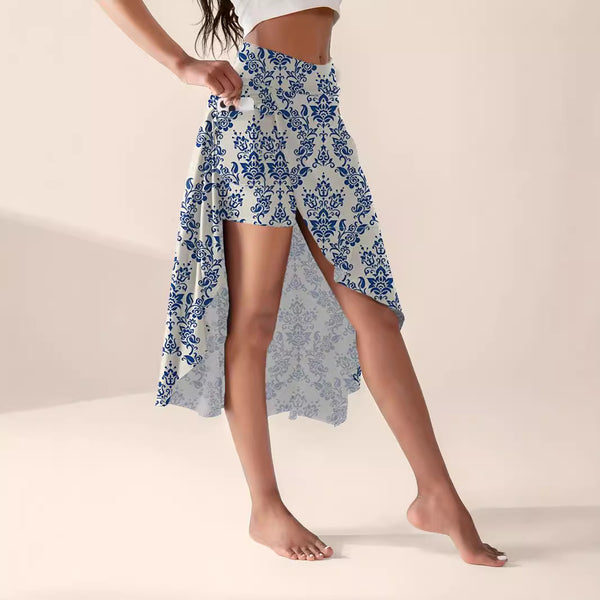 New Flower Inner Shorts Two-In-One Skirt - Womens Clothing with Split Pockets