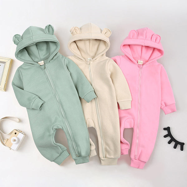 Simple Solid Color Baby Jumpsuit - Fashionable and Warm for Your Little One - Totostore