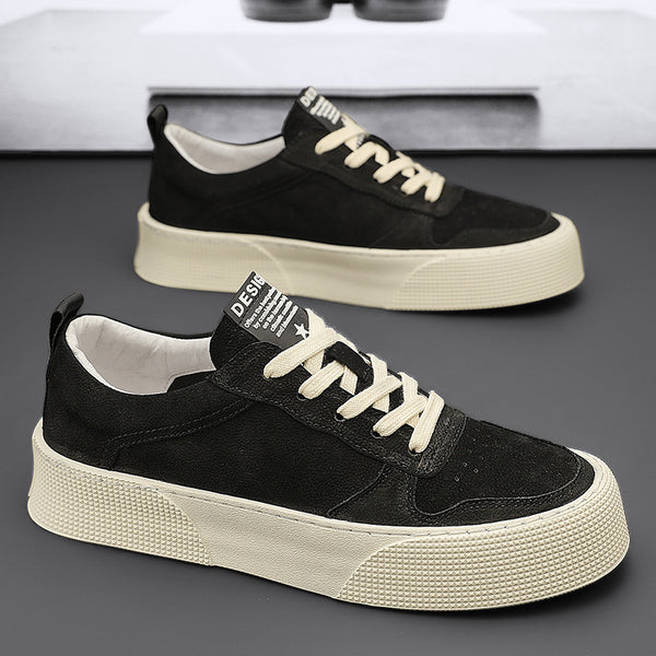 Mens Trendy Breathable Leather Platform Sports Shoes - Perfect for Any Occasion