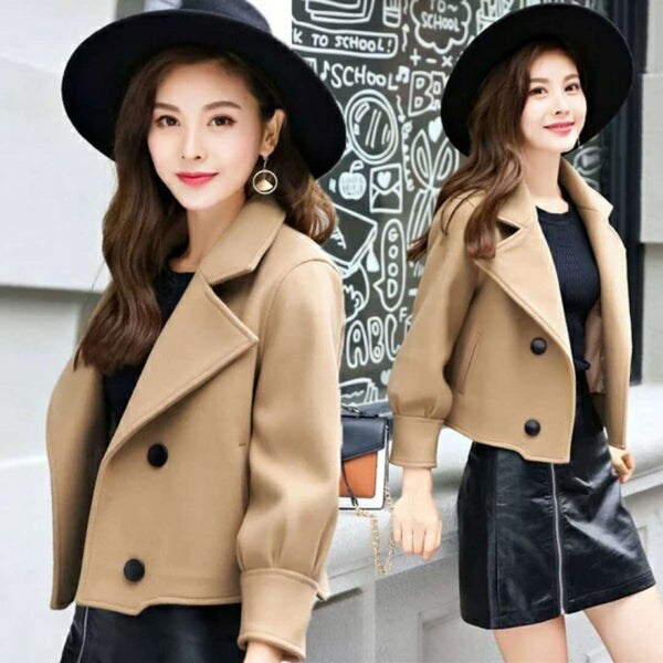 Korean Style Short Woolen Coat - Classic and Cozy Outerwear