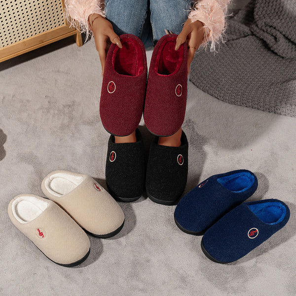 Cozy Velvet Wool Couples Slippers - Non-Slip  Cotton Lined