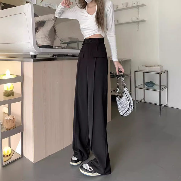 Narrow High-Waisted Wide-Leg Pants for Women - Slimming and Comfortable