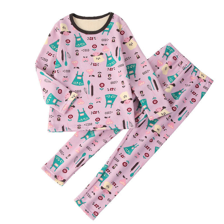 Children's Thermal Underwear Suit Fleece-lined Thickened - Totostore