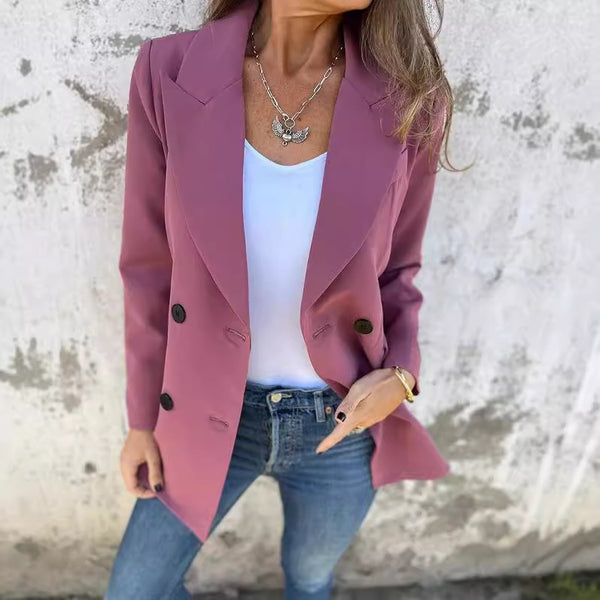 Stylish European and American Long Sleeve Jacket for Urban Women - Casual Lapel Design