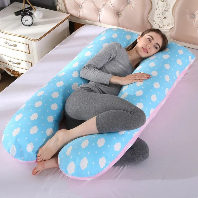 Pregnancy Support Pillow - 100 Cotton U-Shape Rabbit Print for Maternity Side Sleepers - Totostore