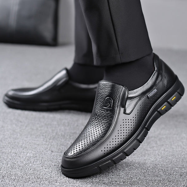 Mens Soft Leather Cutout Shoes Breathable  Durable