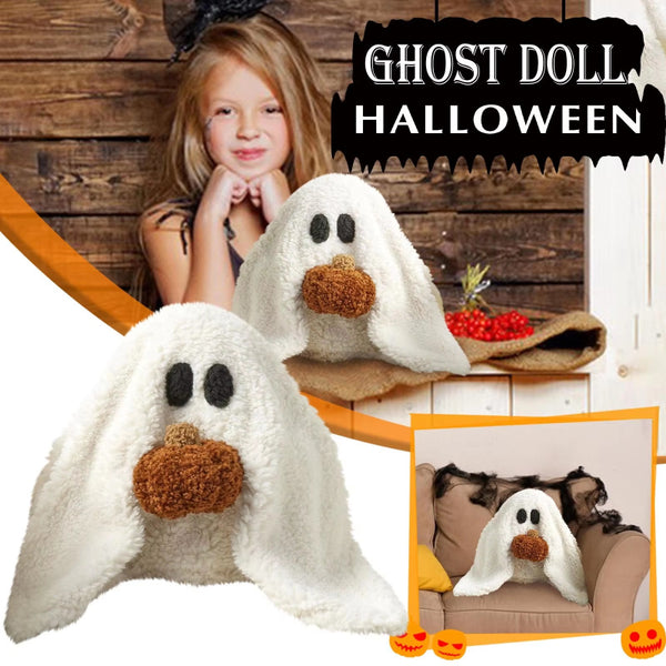 Gus the Ghost Pumpkin Plush Throw - Halloween Home Decor Gift