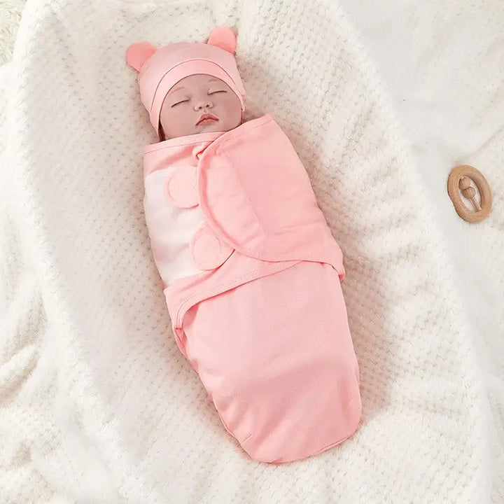 Cotton Baby Swaddle Blanket With Hat - Totostore