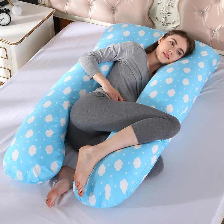 Pregnancy Support Pillow - 100 Cotton U-Shape Rabbit Print for Maternity Side Sleepers - Totostore