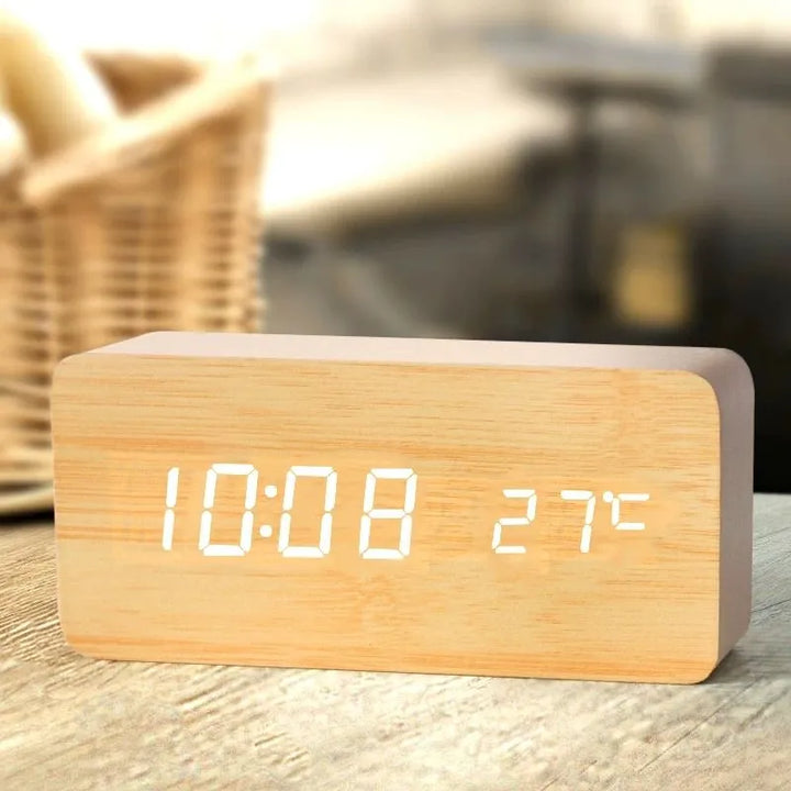 Wooden Digital Alarm Clock - Stylish and Functional Home Decor Keywords Wooden Digital Alarm Clock Home Decor - Totostore