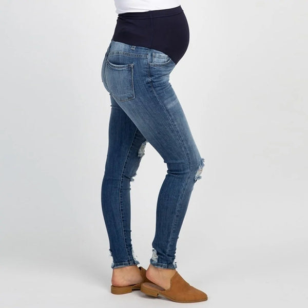 Stylish and Comfortable Maternity Ripped Jeans for a Trendy Pregnancy - Totostore