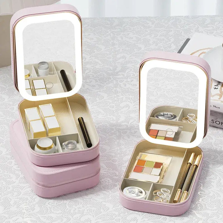 LED Mirror Makeup Storage Box - Organize Your Beauty Essentials - Totostore