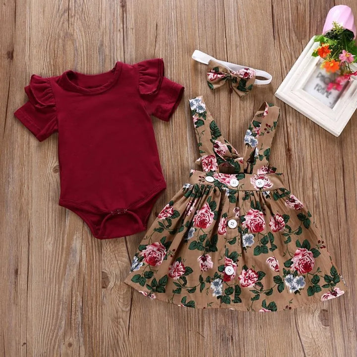 Baby Girl Floral Romper Set with Headband - Adorable and Comfortable for Your Little Princess - Totostore